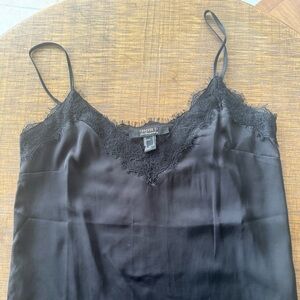 Forever 21 Black Satin Lace Chemise